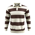 Herren nan gestreiftes Rugby-Poloshirt aus Baumwollmischung mit kurzer Knopfleiste und Rippbündchen R&B