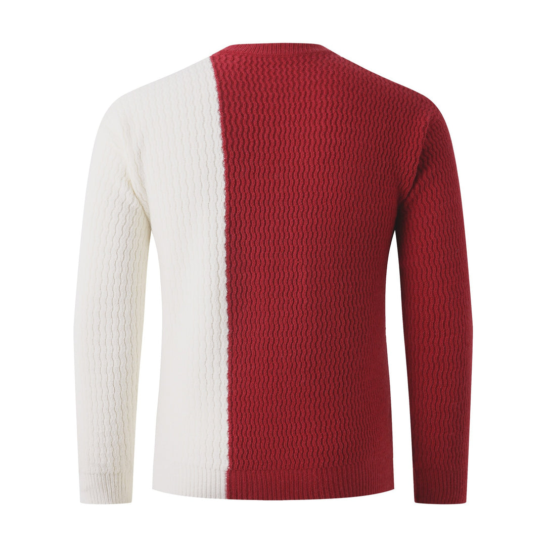 Herren Strickpullover mit modernem Zopfmuster und kontrastierenden Details R&B