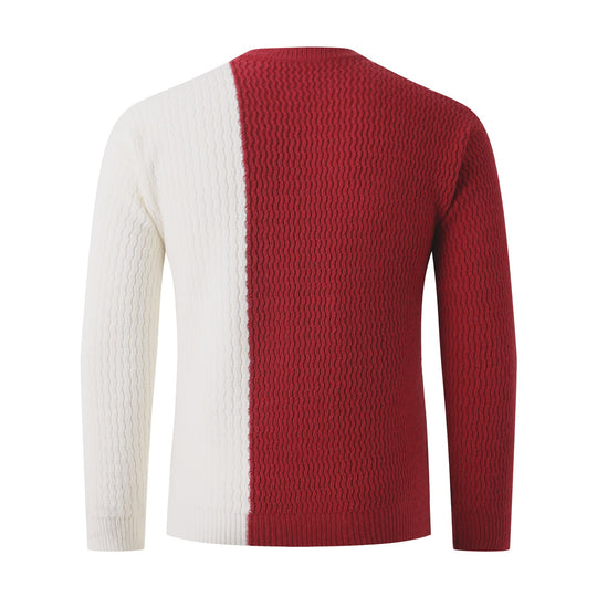 Herren Strickpullover mit modernem Zopfmuster und kontrastierenden Details R&B