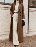 Damen Eleganter Wollmantel mit doppelter Knopfleiste und tiefen Taschen EB
