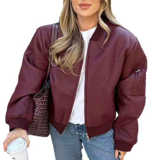 Damen Lässige jacke mit voluminösen Ärmeln und Reißverschluss R&B