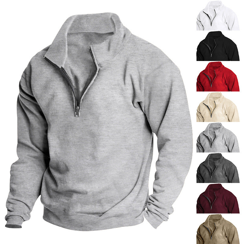 Herren Sportlicher Stehkragenpullover mit Reißverschluss R&B