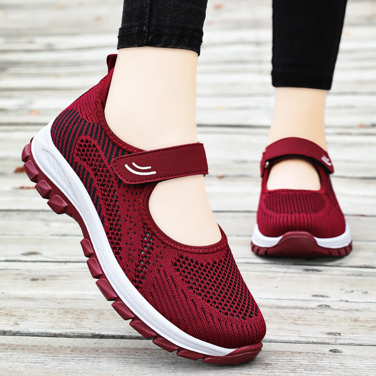 Damen Sportliche Sneakers mit rutschfestem Klettverschluss und atmungsaktivem Obermaterial R&B