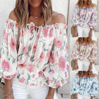 Damen Off-Shoulder Bluse mit floralen Mustern und Rüschendetails R&B
