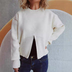 Damen gestreifter Pullover mit trendbewusstem Reißverschluss R&B