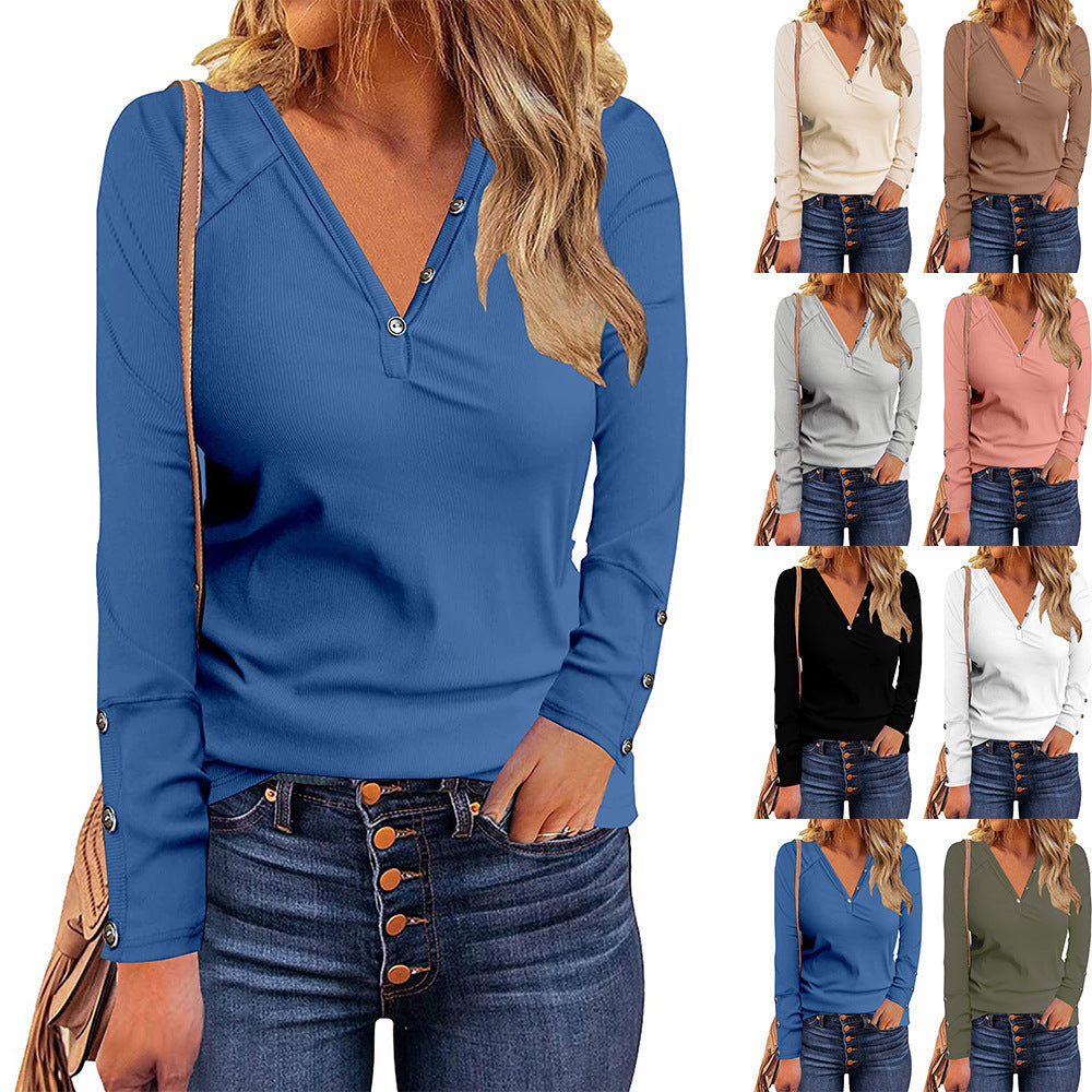 Damen Langärmliges Shirt mit Knopfdetails R&B