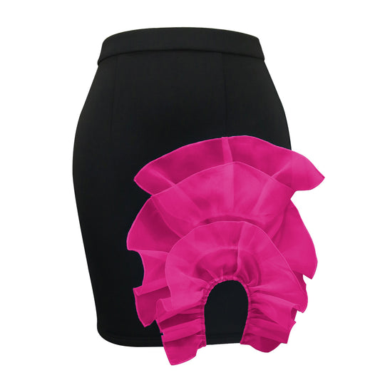 Damen Eleganter Rock mit voluminösem, transparenten Rüschensaum R&B