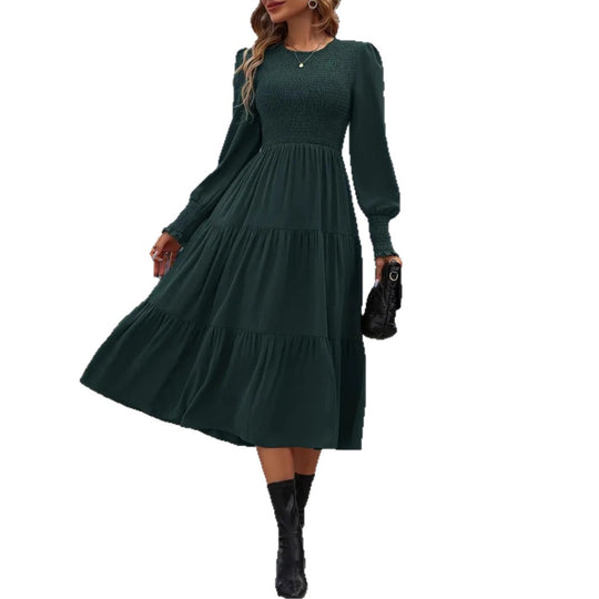 Damen Midi-Kleid mit aufwendigem Rüschensaum und figurbetontem Oberteil R&B