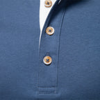 Herren Langarm-Henley-Shirt mit eleganten Druckknöpfen und bequemer Passform