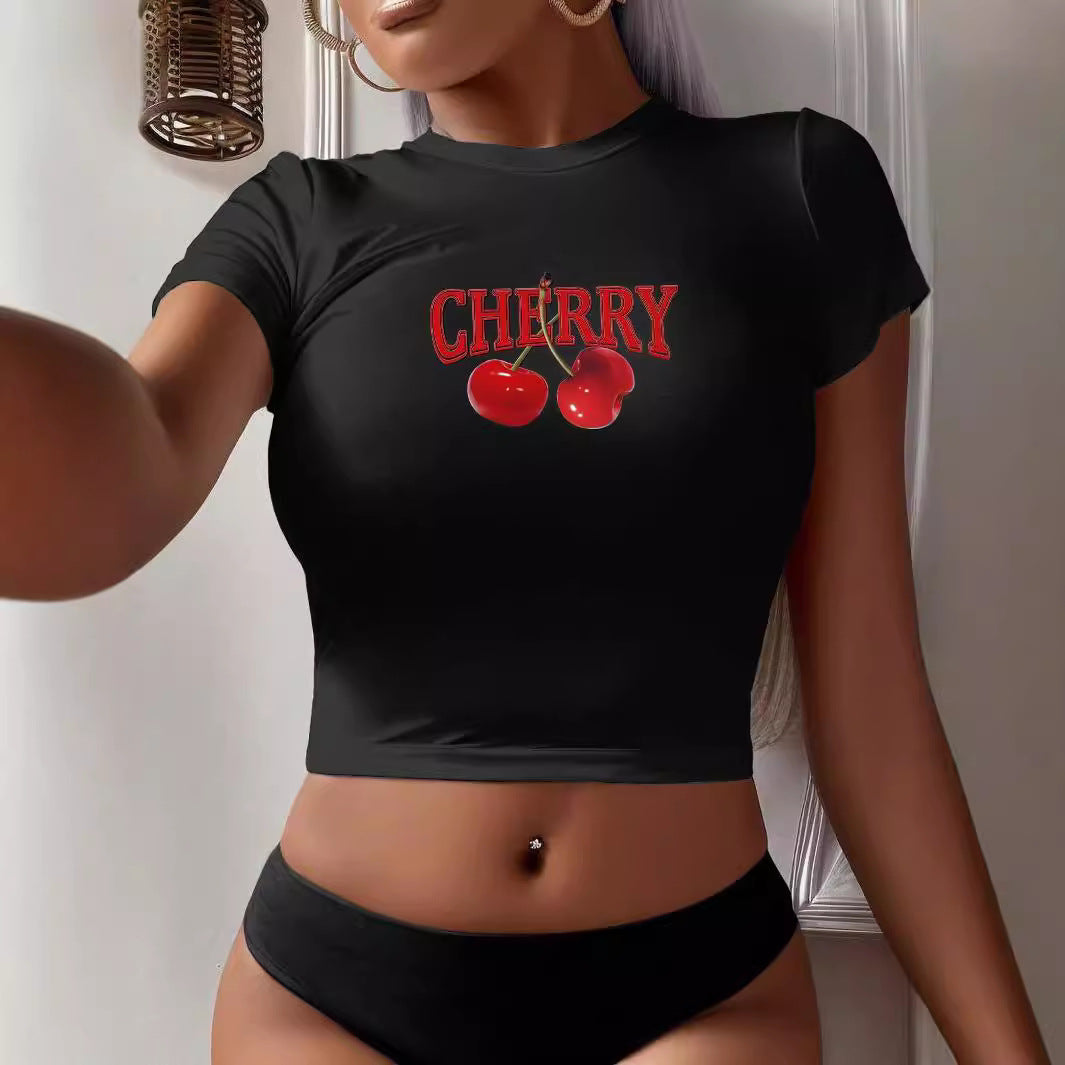 Damen Crop-T-Shirt mit kreativem Bärenmotiv und witzigem Spruch R&B