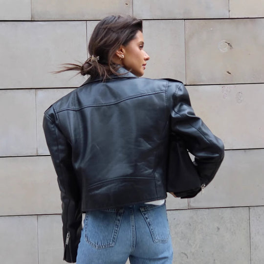 Damen Kunstlederjacke im Biker-Stil mit optimierter Passform R&B