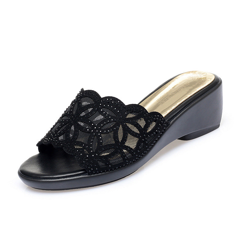 Damen elegante Mules mit Schmuckdetail und komfortablem Blockabsatz R&B