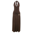 Damen Elegantes Maxikleid mit raffinierten Drapierungen und dekorativem Detail R&B