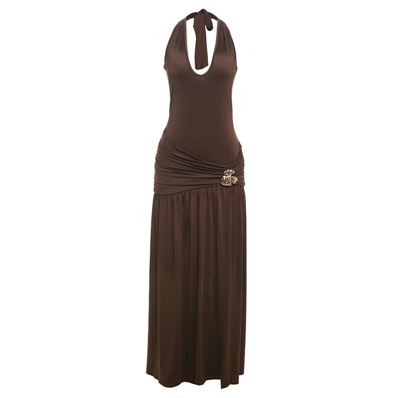 Damen Elegantes Maxikleid mit raffinierten Drapierungen und dekorativem Detail R&B
