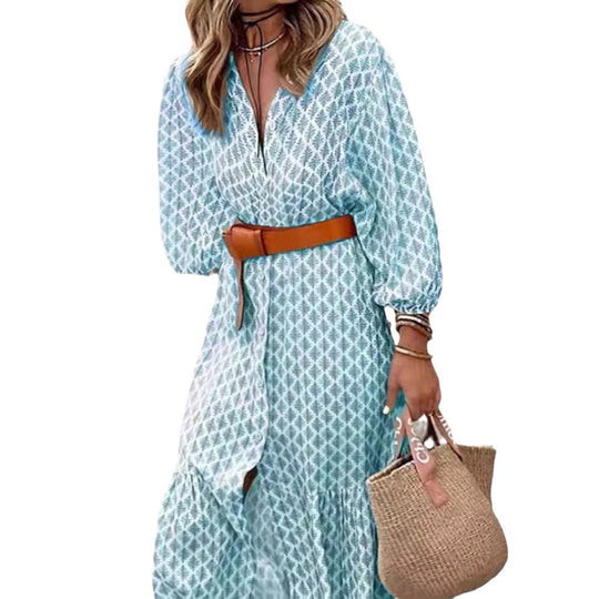 Damen Blusenkleid mit Knopfleiste und voluminösen Ärmeln Heidi-Mode