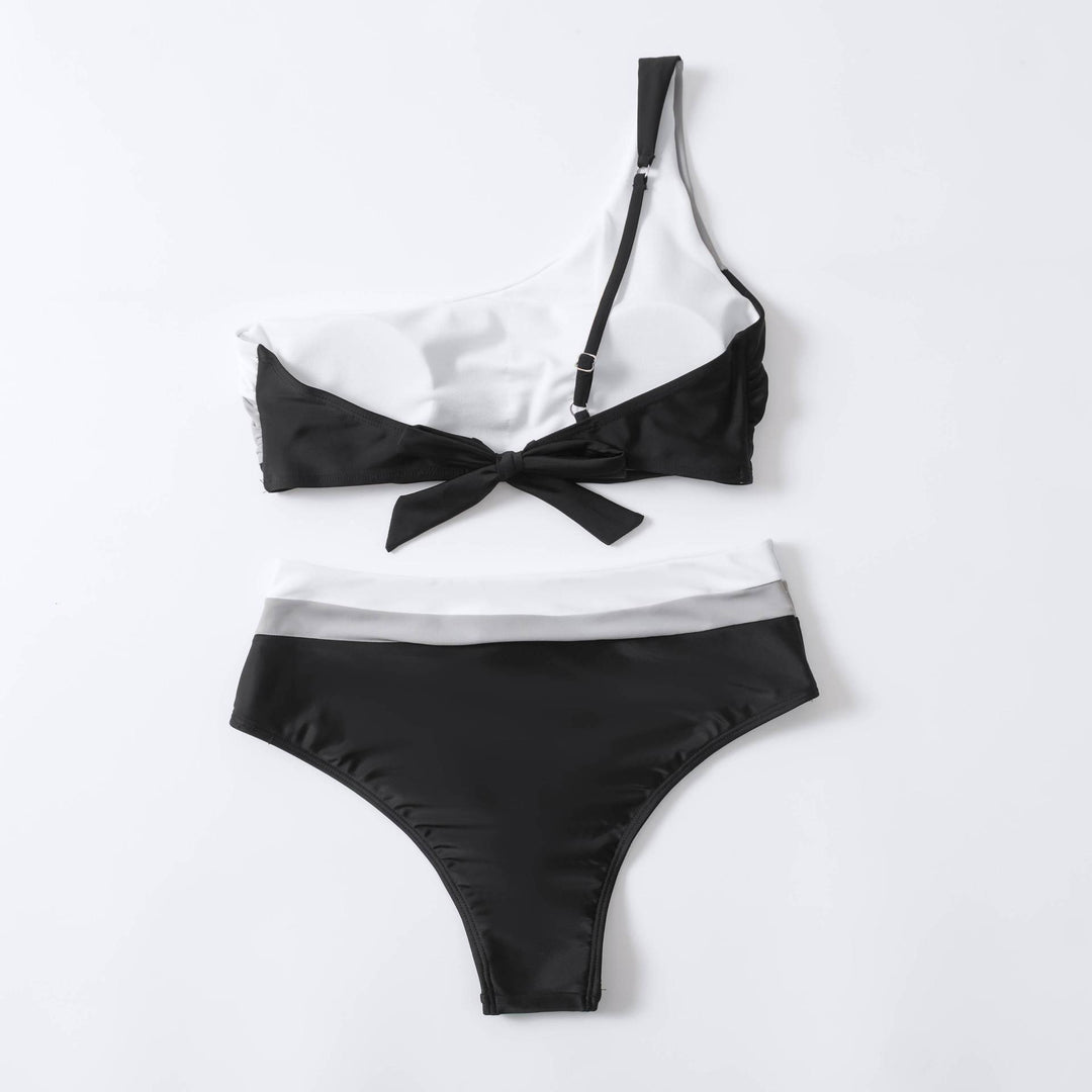 Damen Crop-Bikini mit asymmetrischem Design und hohem Bund R&B