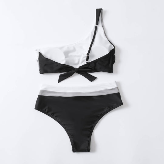 Damen Crop-Bikini mit asymmetrischem Design und hohem Bund R&B