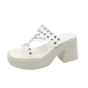 Damen Plateau-Pantoletten mit glitzernden Details R&B