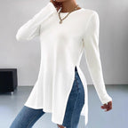 Damen Longsleeve Tunika mit seitlichen Schlitzdetails R&B