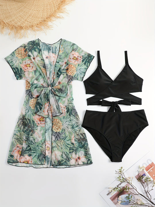 Damen Wickelkleid und Bikini-Set R&B