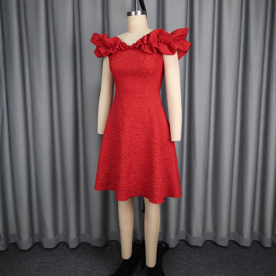 Damen A-Linien Kleid mit Volantärmel R&B