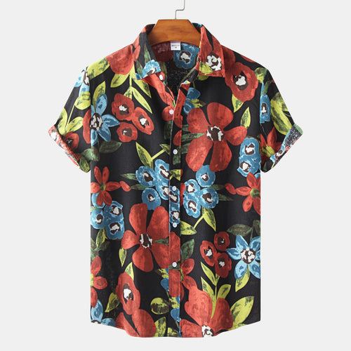 Damen Kurzarmhemd mit lebendigem Blumenmotiv und modernem Schnitt R&B