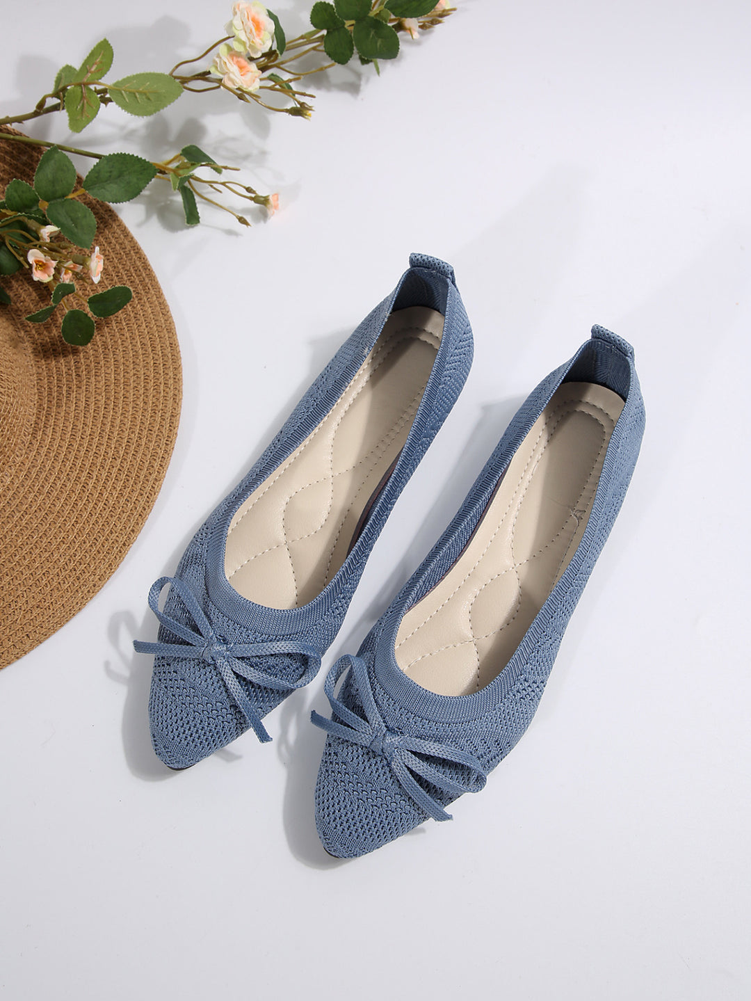 Damen elegante Ballerinas mit raffiniertem Schleifen-Detail und atmungsaktiver Obermaterialstruktur R&B