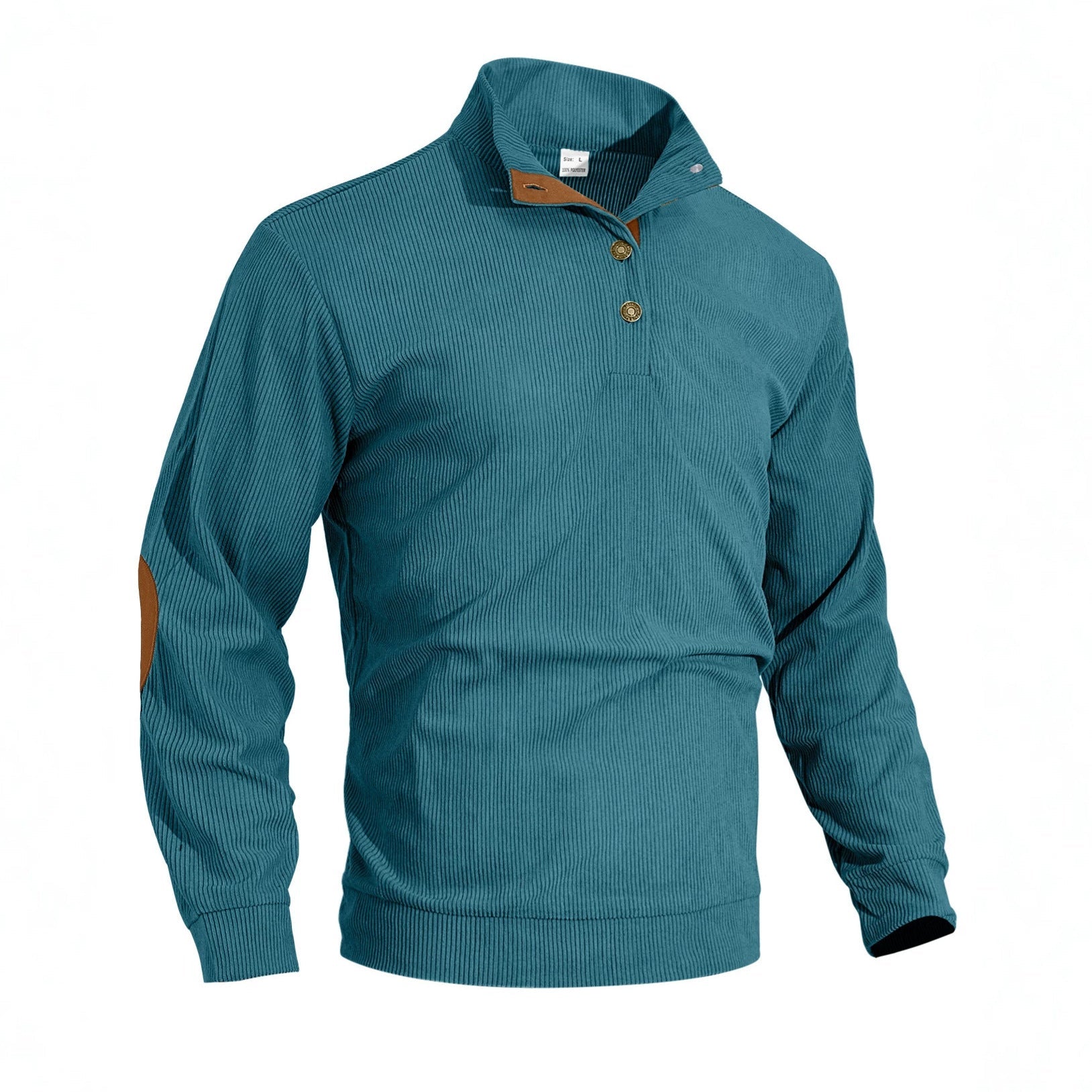 Herren nan fein gerippter Strickpullover mit Polokragen Knopfleiste und Ellenbogenbesatz R&B