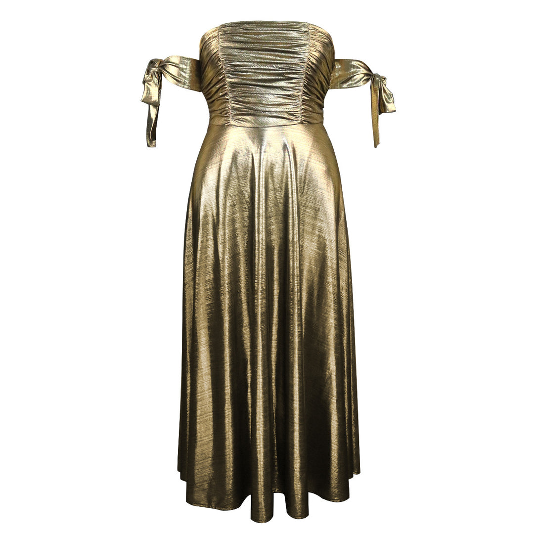 Damen glamouröses Abendkleid mit schulterfreiem Design und eleganten Raffungen R&B