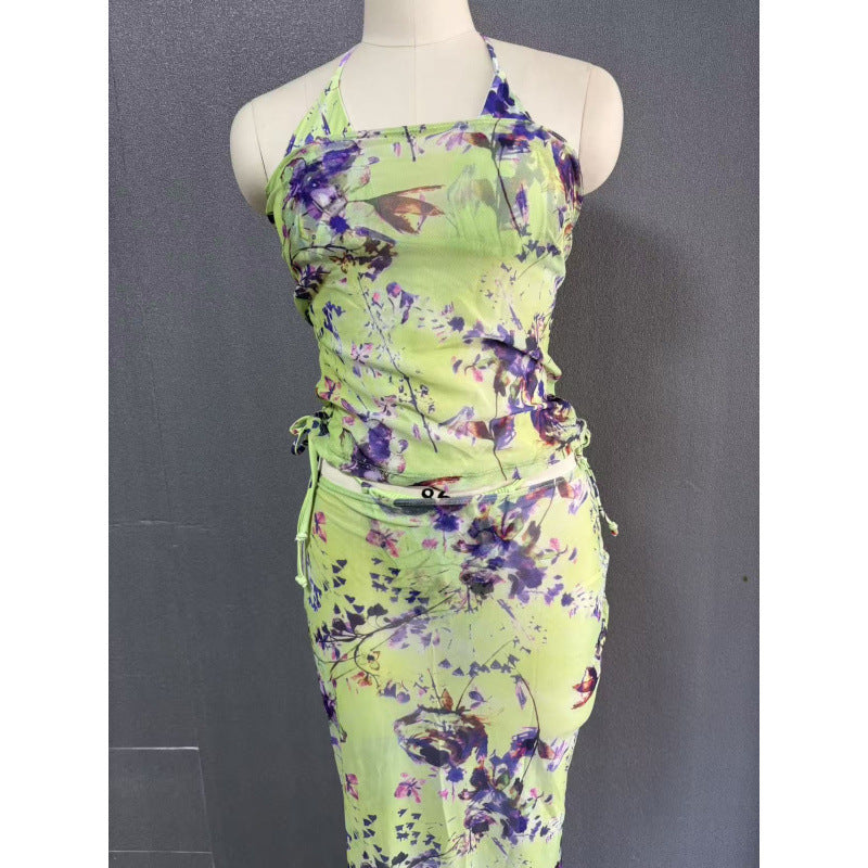 Damen Strandkleid mit modischem Wickeldesign und floralem Muster R&B