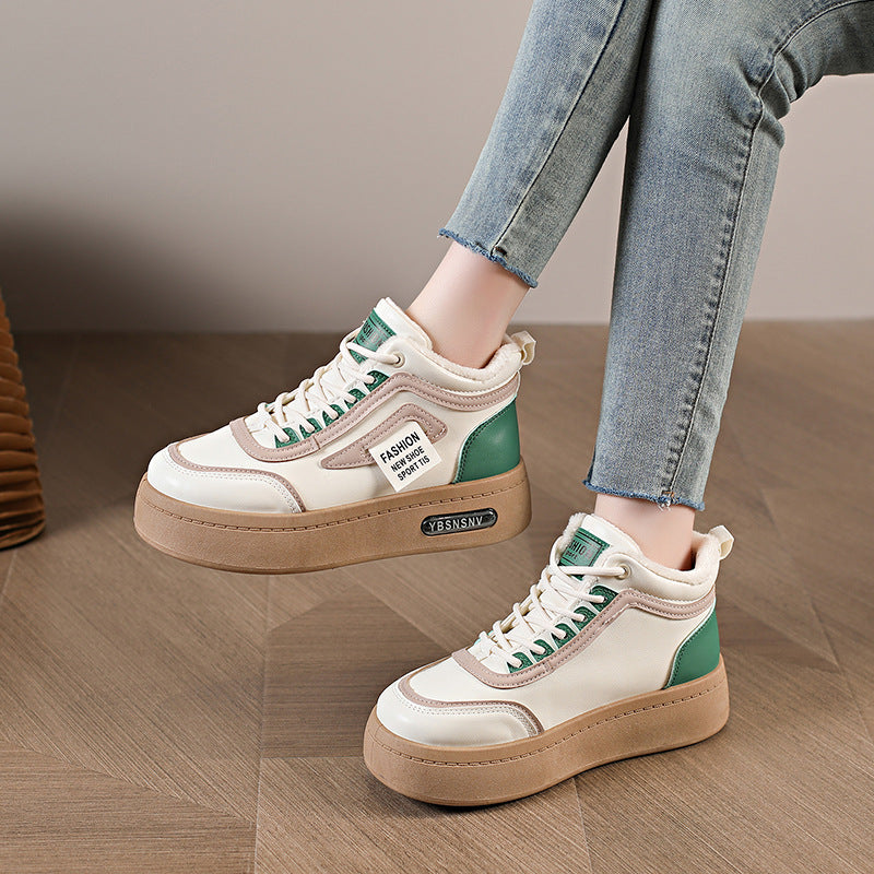 Damen modische High-Top Sneakers mit warmem Innenfutter und robuster Profilsohle R&B