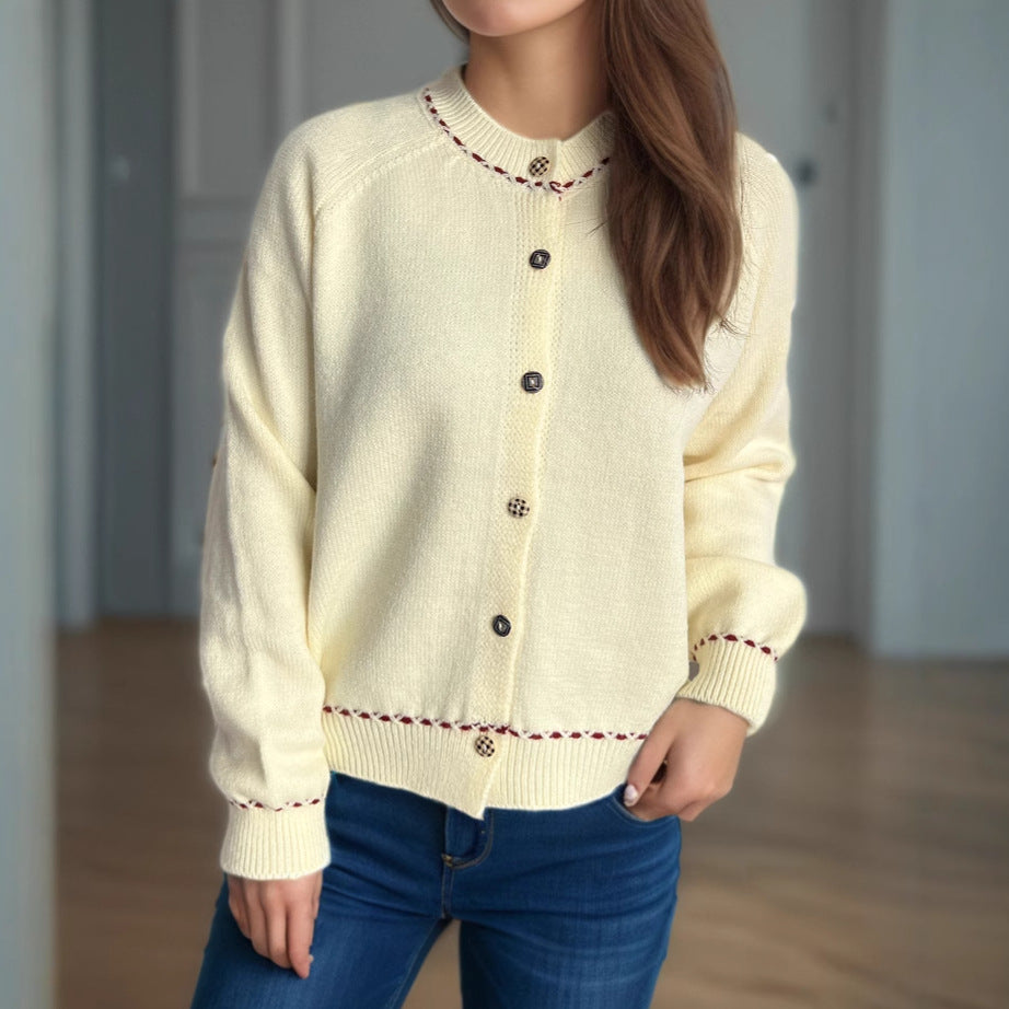 Damen Strickjacke mit dekorativen Knopfdetails und breiten Ärmeln R&B