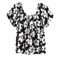 Damen blumiges Oberteil mit Puffärmeln R&B