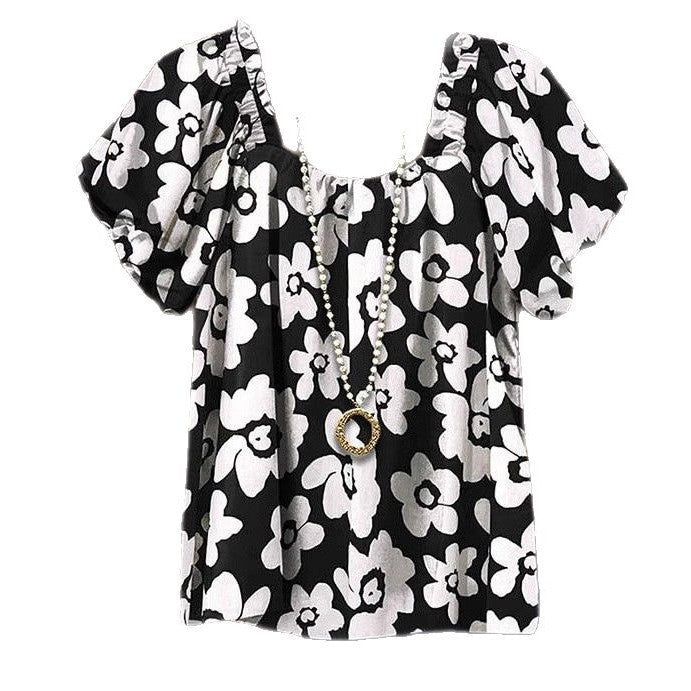 Damen blumiges Oberteil mit Puffärmeln R&B