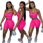 Damen Sportliches Set mit figurbetonendem Crop-Top und Shorts R&B