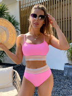 Damen Sportliches Bikini-Set mit hohem Bund und dekorativer Akzentborte R&B