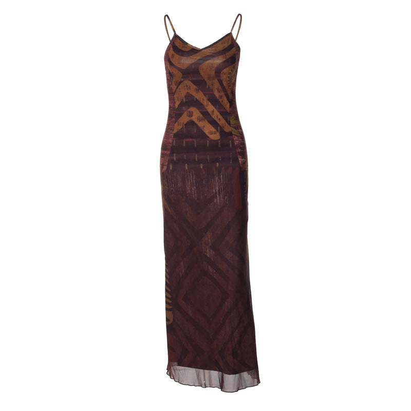 Damen Lässiges Maxikleid mit raffiniertem Grafikmuster R&B