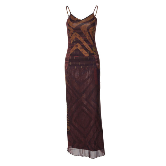 Damen Lässiges Maxikleid mit raffiniertem Grafikmuster R&B