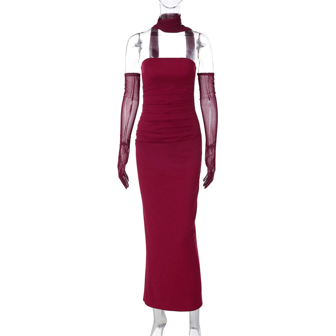 Damen Elegantes schulterfreies Abendkleid mit Flügelärmeln R&B