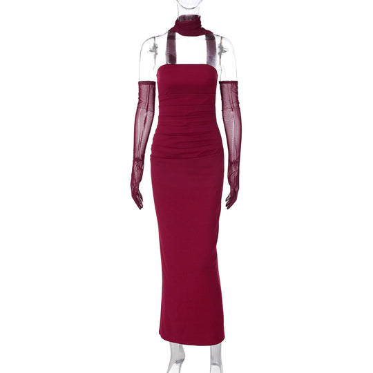 Damen Elegantes schulterfreies Abendkleid mit Flügelärmeln R&B
