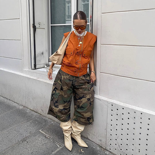 Damen stylische Westen mit praktischen Taschen R&B