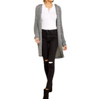 Damen kuschelige Strickjacke mit offener Front und Kapuze R&B