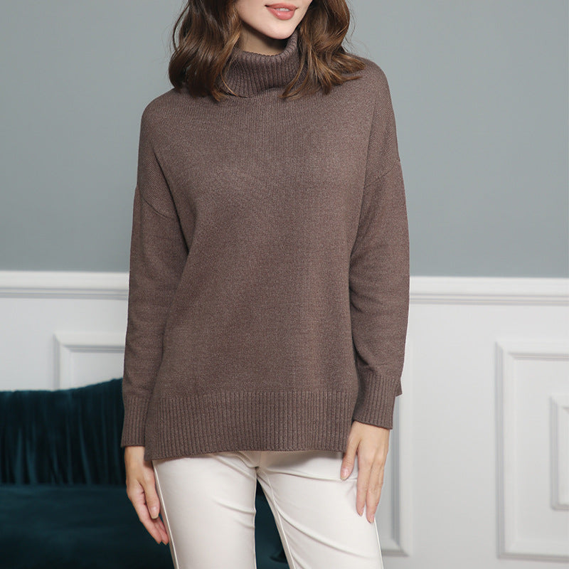 Damen legerer Rollkragenpullover mit praktischem Schnitt R&B