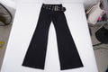 Damen Flared Jeans mit verstellbarem Gürtel und modischem Lochdesign R&B