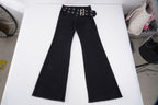 Damen Flared Jeans mit verstellbarem Gürtel und modischem Lochdesign R&B