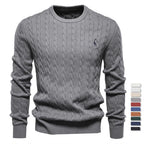 Herren Strickpullover mit Zopfmuster und Rundhalsausschnitt
