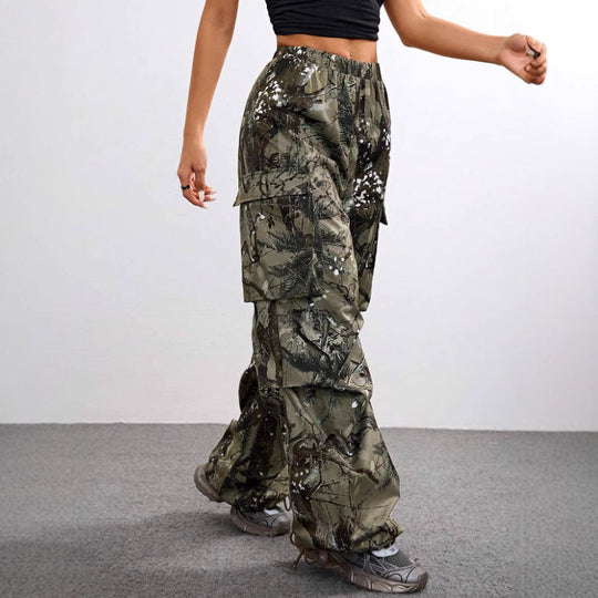 Damen Karierte Cargo-Hose mit niedrigem Schritt und praktischen Taschen R&B