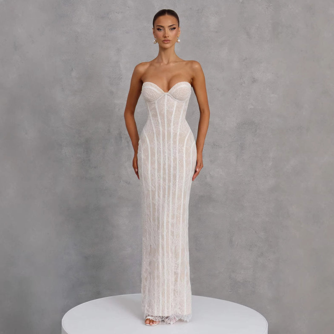 Damen Hochzeitskleid mit elegantem trägerlosen Design und luxuriösem Tüllabschluss R&B