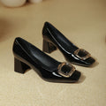 Damen elegante Plateau-Pumps mit modischer quadratischer Schnalle