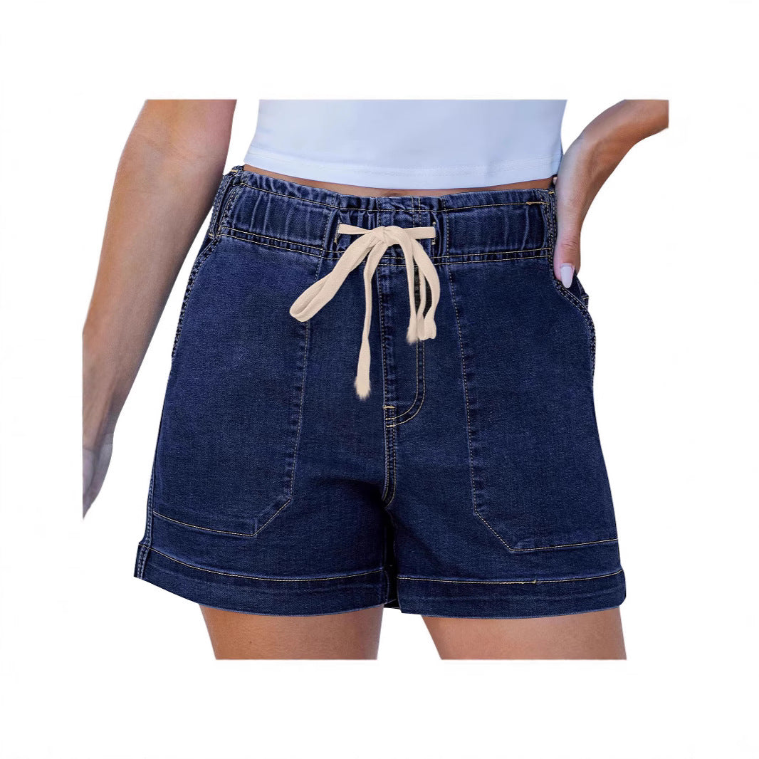Damen bequeme Denim-Shorts mit Gummizug und praktischen Taschen